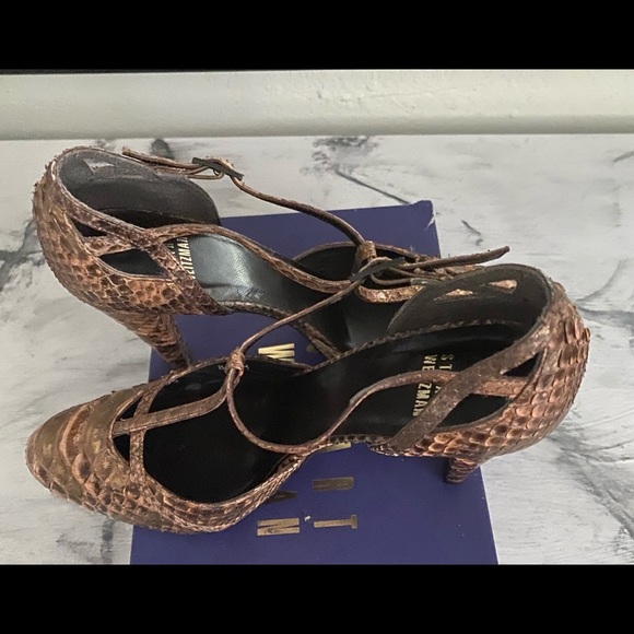 Stuart Weizmann Python Skin Bronze Pumps size 8 - Picture 6 of 9